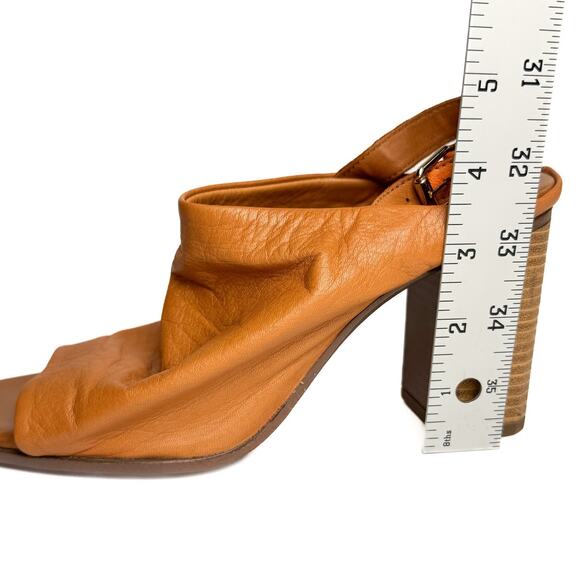 Aldo Tan Leather Open Toe Block High Heel Slingback Sandals Sz 6.5 Comfort Soft - Picture 12 of 14